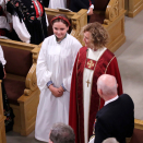 Prinseassa Ingrid Alexandra boahtá seremoniijai Oslo bismmain Kari Veiteberg. Govva: Vidar Ruud / NTB scanpix